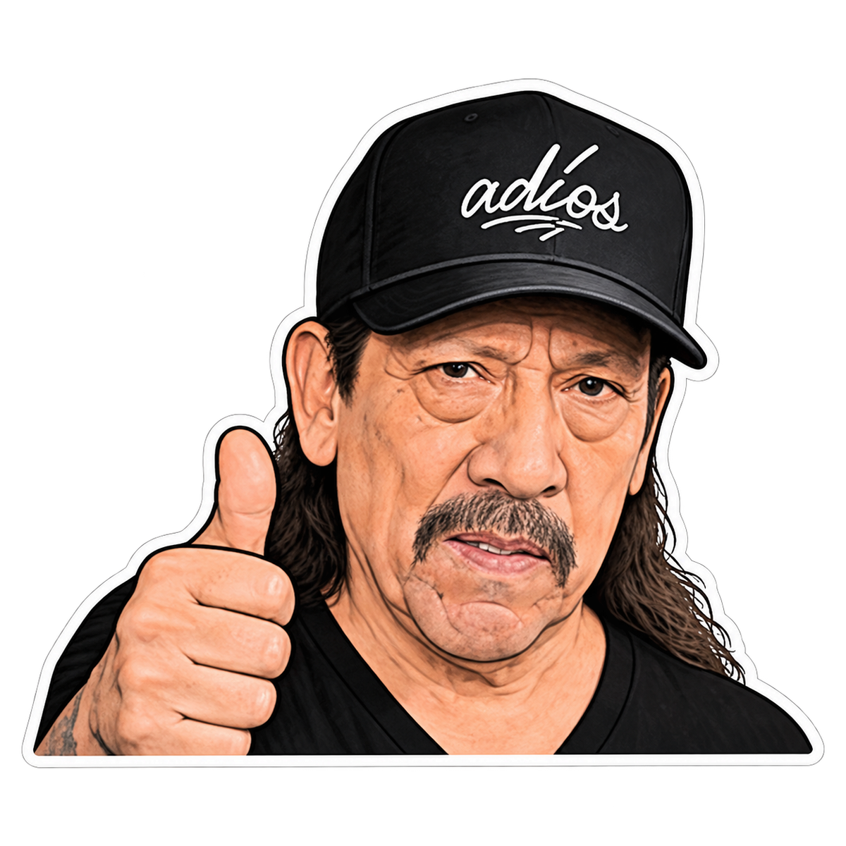 Danny Trejo x ADIOS - Thumbs Up Sticker — artwork on a clean background
