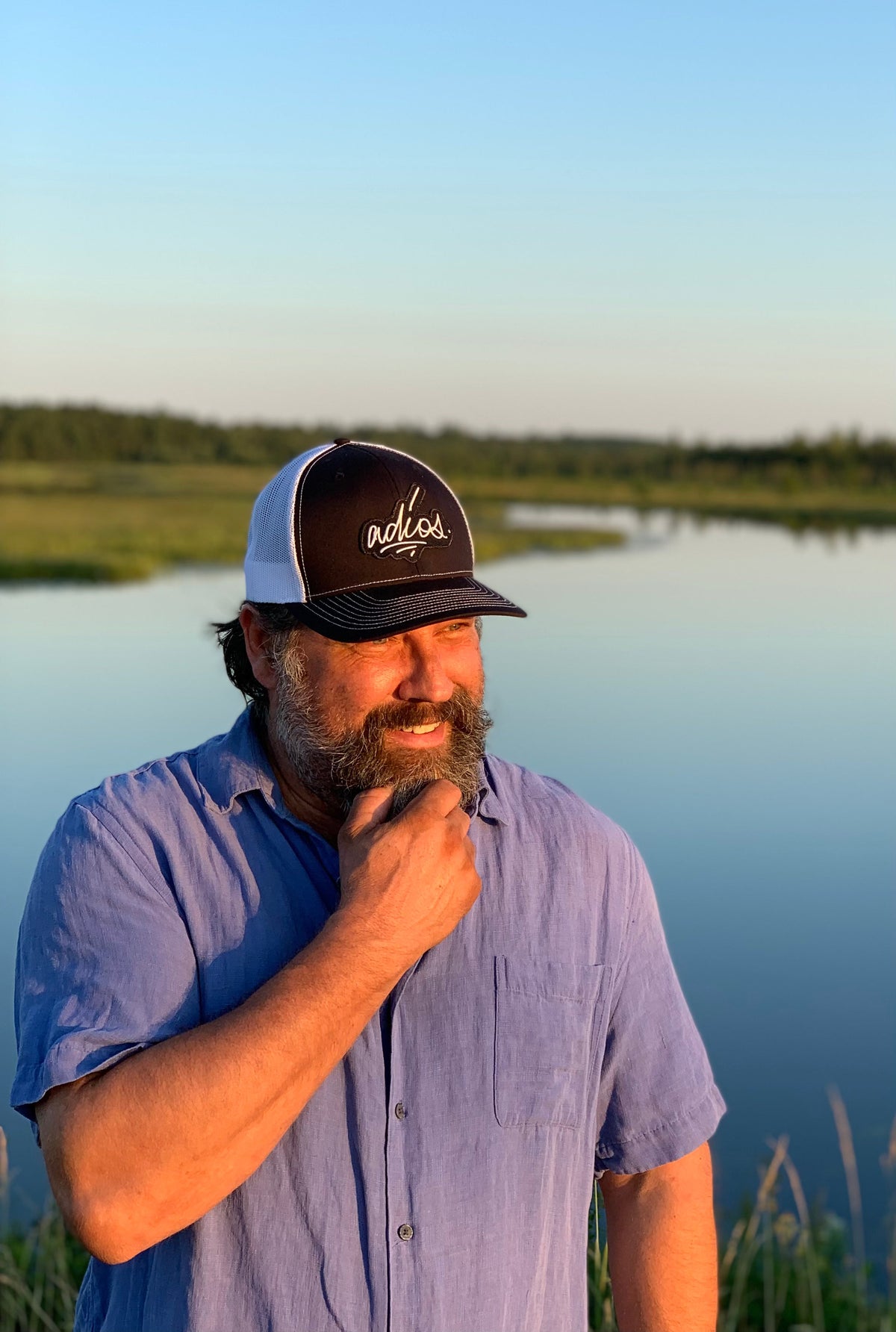 ADIOS patch trucker cap